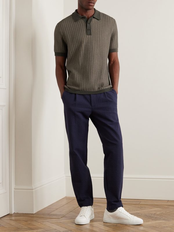 Crochet-Knit Cotton and Silk-Blend Polo Shirt - OU