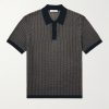 Crochet-Knit Cotton and Silk-Blend Polo Shirt