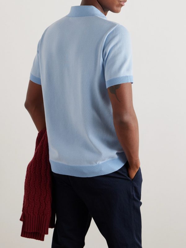 Honeycomb-Knit Cotton Polo Shirt - BK