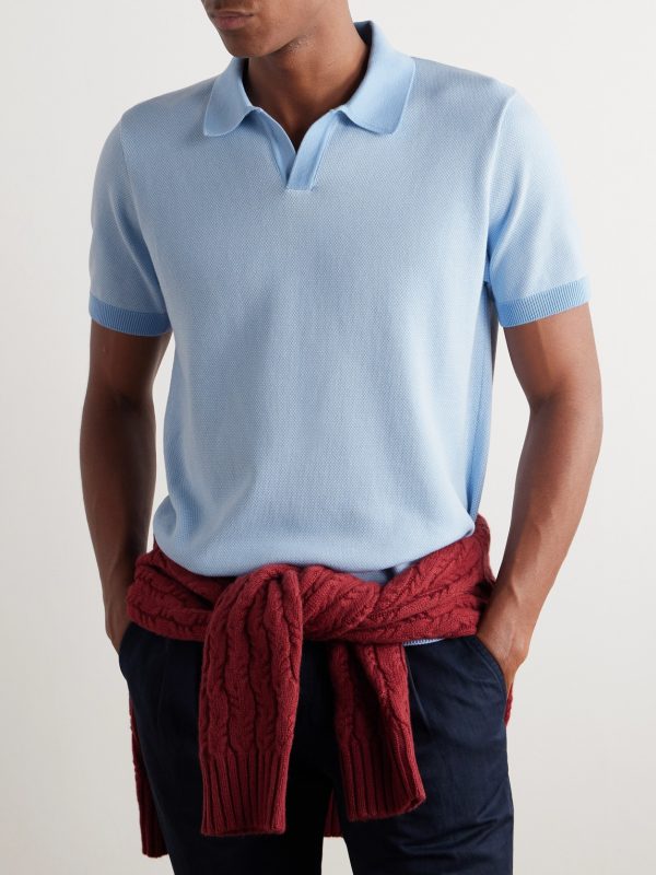 Honeycomb-Knit Cotton Polo Shirt - FR