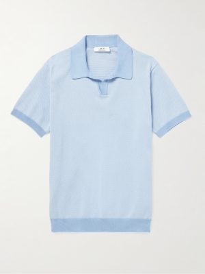 Honeycomb-Knit Cotton Polo Shirt