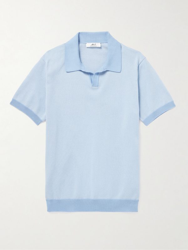 Honeycomb-Knit Cotton Polo Shirt