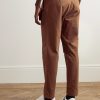 Tapered Garment-Dyed Pleated Cotton-Twill Trousers - BK