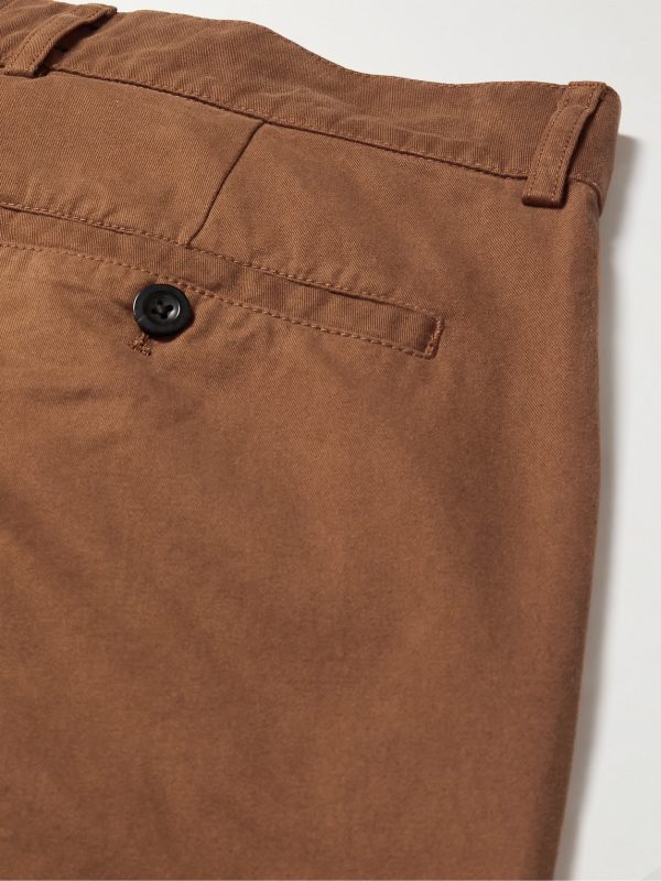 Tapered Garment-Dyed Pleated Cotton-Twill Trousers - CU
