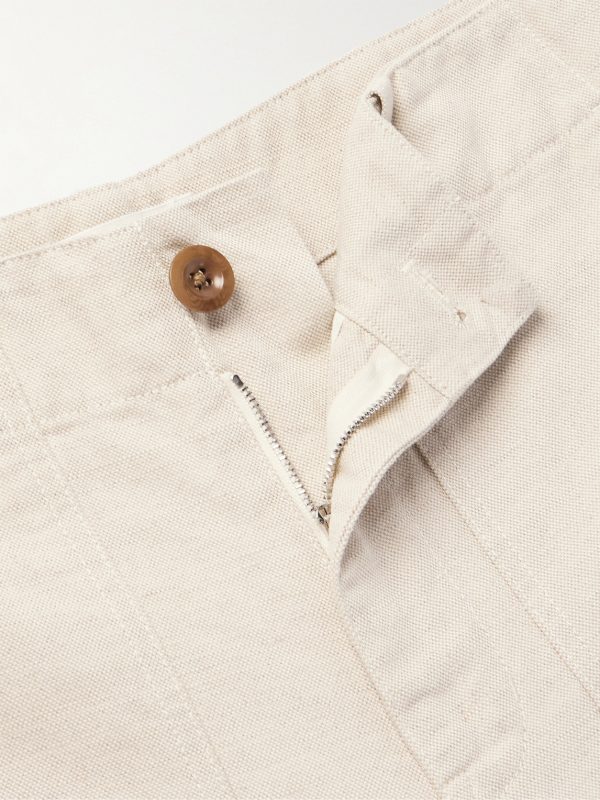Straight-Leg Cotton and Linen-Blend Canvas Trousers - E1 Straight-Leg Cotton and Linen-Blend Canvas Trousers - E1