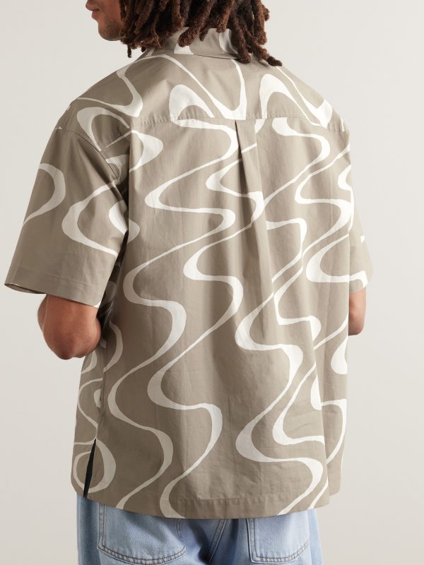 Camp-Collar Printed Organic Cotton Shirt - BK Camp-Collar Printed Organic Cotton Shirt - BK