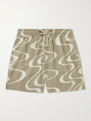 Straight-Leg Printed Organic Cotton Drawstring Shorts Straight-Leg Printed Organic Cotton Drawstring Shorts
