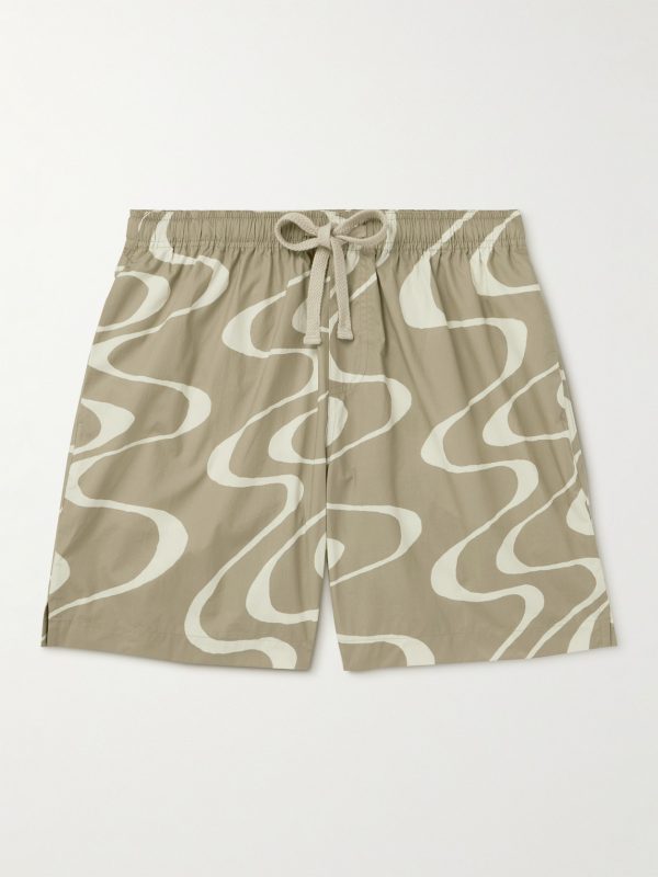 Straight-Leg Printed Organic Cotton Drawstring Shorts Straight-Leg Printed Organic Cotton Drawstring Shorts