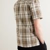 Camp-Collar Checked Textured-Cotton Shirt - BK Camp-Collar Checked Textured-Cotton Shirt - BK