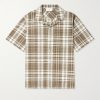 Camp-Collar Checked Textured-Cotton Shirt Camp-Collar Checked Textured-Cotton Shirt