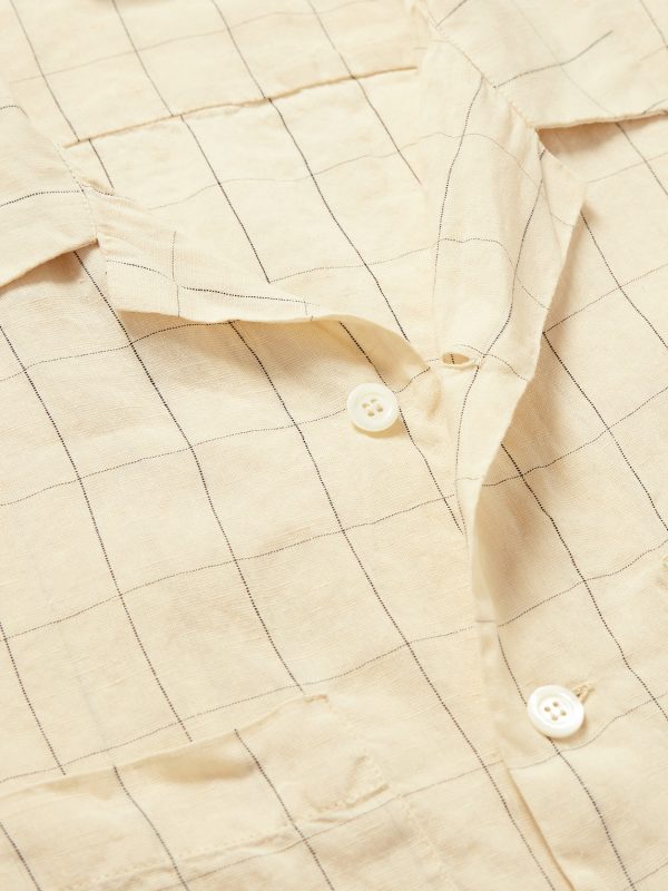 Camp-Collar Checked Linen-Blend Shirt - CU Camp-Collar Checked Linen-Blend Shirt - CU