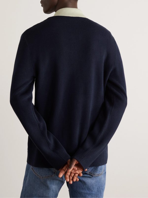 Milano Pinstriped Cotton Cardigan - BK Milano Pinstriped Cotton Cardigan - BK