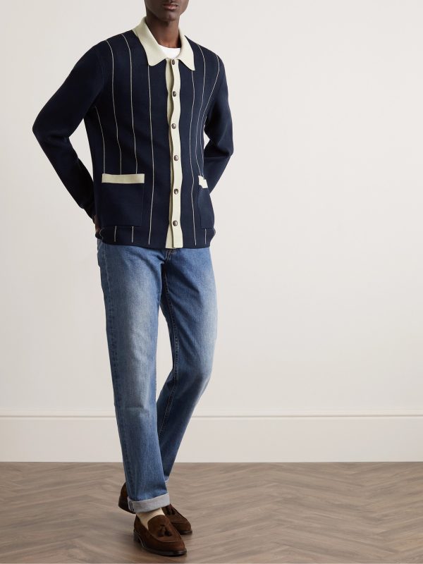 Milano Pinstriped Cotton Cardigan - OU Milano Pinstriped Cotton Cardigan - OU