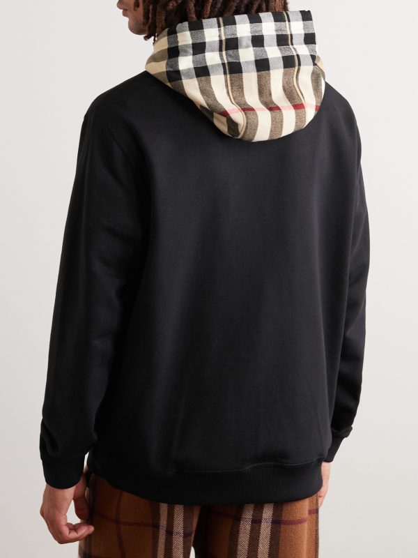 Checked Cotton-Jersey Hoodie - BK