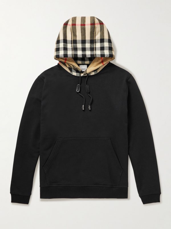 Checked Cotton-Jersey Hoodie