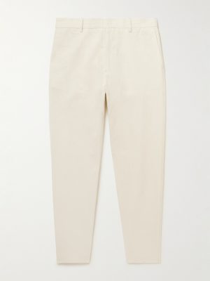 Straight-Leg Cotton and Linen-Blend Trousers