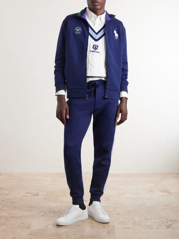 + Wimbledon Tapered Mesh-Trimmed Cotton-Blend Track Pants - OU