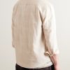 Convertible-Collar Striped Cotton and Linen-Blend Voile Shirt - BK Convertible-Collar Striped Cotton and Linen-Blend Voile Shirt - BK