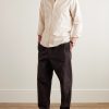 Convertible-Collar Striped Cotton and Linen-Blend Voile Shirt - OU Convertible-Collar Striped Cotton and Linen-Blend Voile Shirt - OU