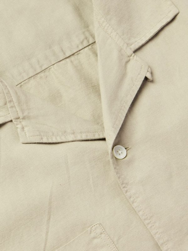 Michael Convertible-Collar Garment-Dyed Cotton and Linen-Blend Twill Shirt - CU