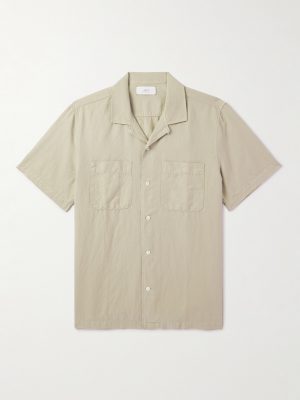 Michael Convertible-Collar Garment-Dyed Cotton and Linen-Blend Twill Shirt Michael Convertible-Collar Garment-Dyed Cotton and Linen-Blend Twill Shirt