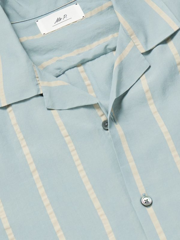 Michael Camp-Collar Striped Lyocell Shirt - CU Michael Camp-Collar Striped Lyocell Shirt - CU