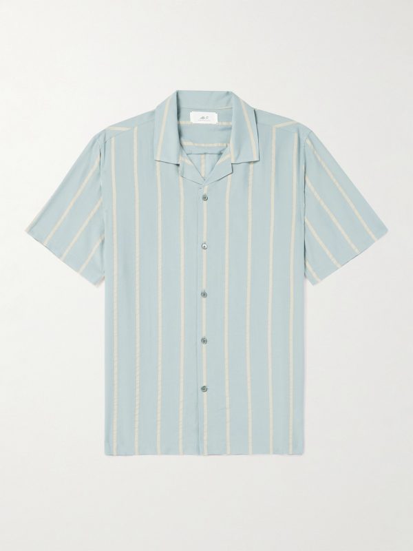 Michael Camp-Collar Striped Lyocell Shirt Michael Camp-Collar Striped Lyocell Shirt