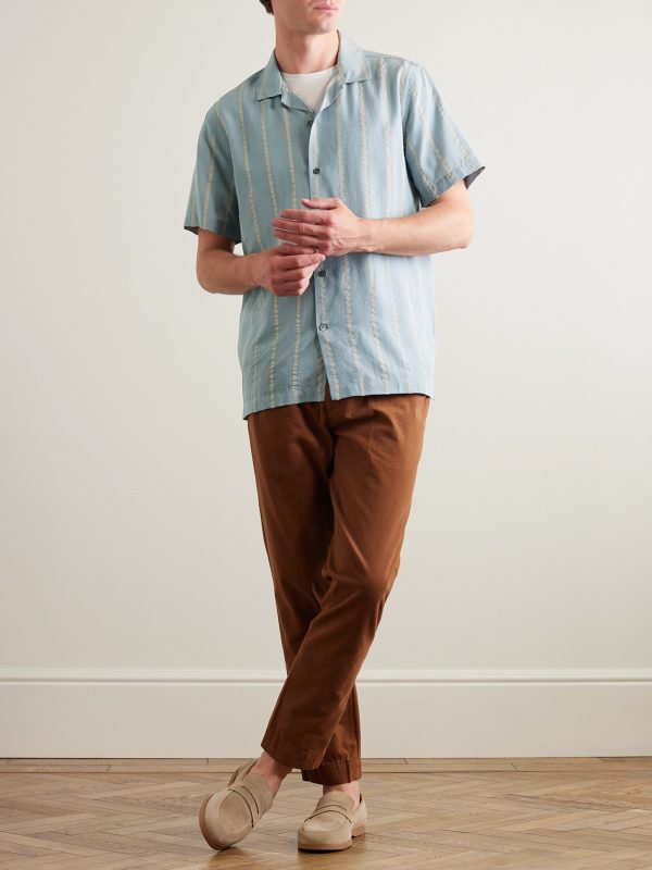 Michael Camp-Collar Striped Lyocell Shirt - OU Michael Camp-Collar Striped Lyocell Shirt - OU