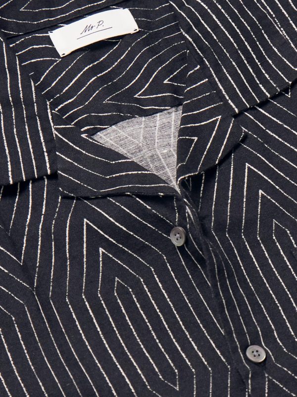 Camp-Collar Printed Linen and Cotton-Blend Shirt - CU Camp-Collar Printed Linen and Cotton-Blend Shirt - CU