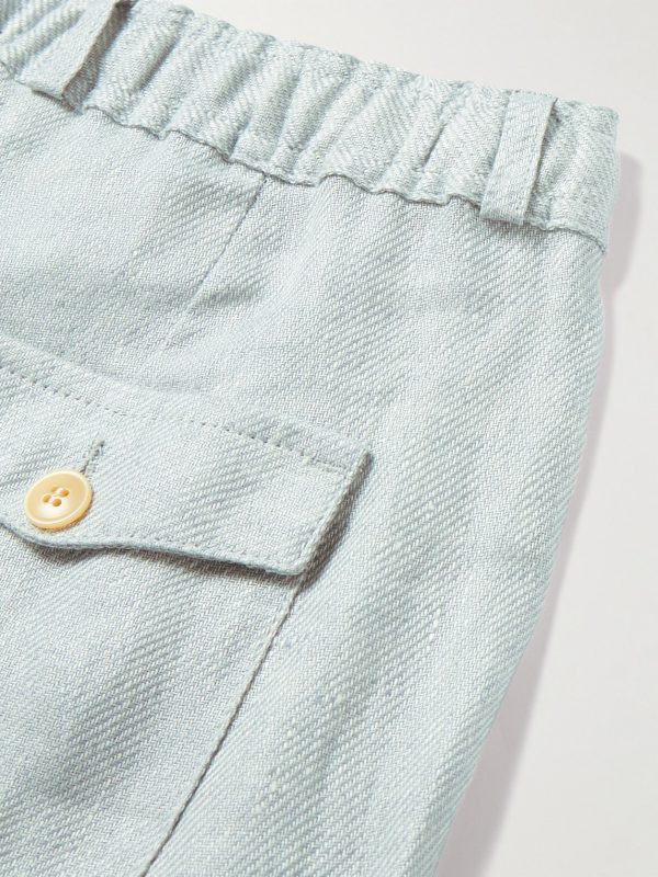 Straight-Leg Mélange Linen Drawstring Suit Trousers - CU Straight-Leg Mélange Linen Drawstring Suit Trousers - CU