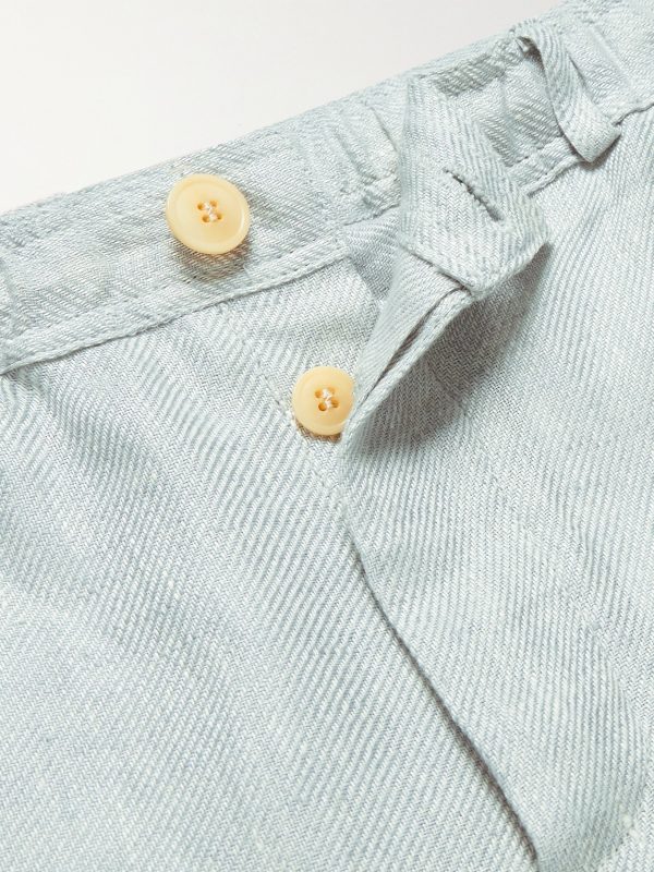 Straight-Leg Mélange Linen Drawstring Suit Trousers - E1 Straight-Leg Mélange Linen Drawstring Suit Trousers - E1