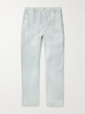 Straight-Leg Mélange Linen Drawstring Suit Trousers
