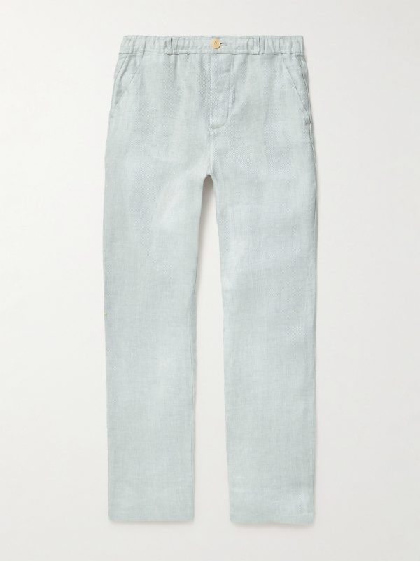 Straight-Leg Mélange Linen Drawstring Suit Trousers Straight-Leg Mélange Linen Drawstring Suit Trousers