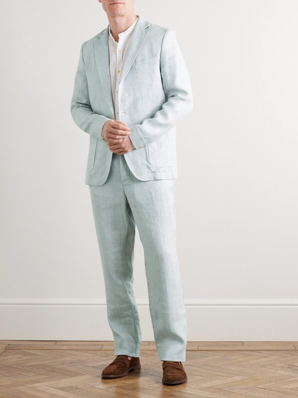 Straight-Leg Mélange Linen Drawstring Suit Trousers - OU Straight-Leg Mélange Linen Drawstring Suit Trousers - OU