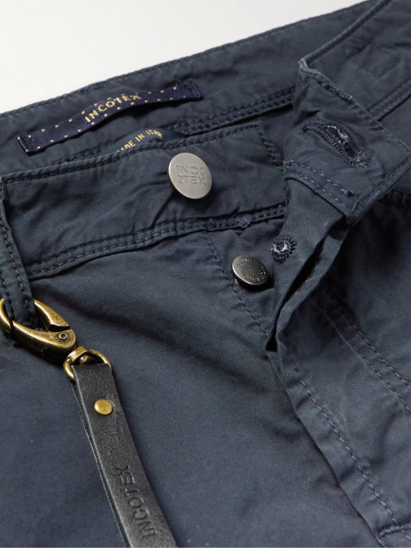 Straight-Leg Stretch Cotton-Gabardine Trousers - E1