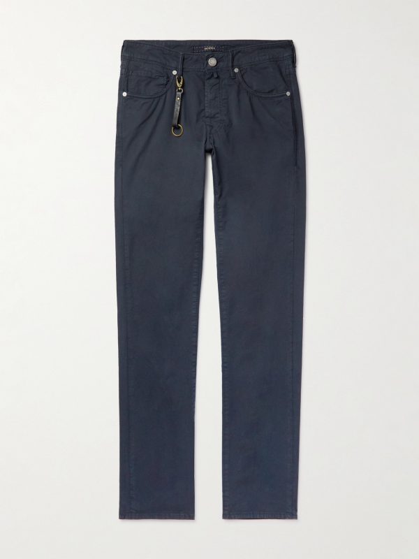 Straight-Leg Stretch Cotton-Gabardine Trousers
