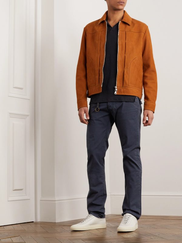 Straight-Leg Stretch Cotton-Gabardine Trousers - OU