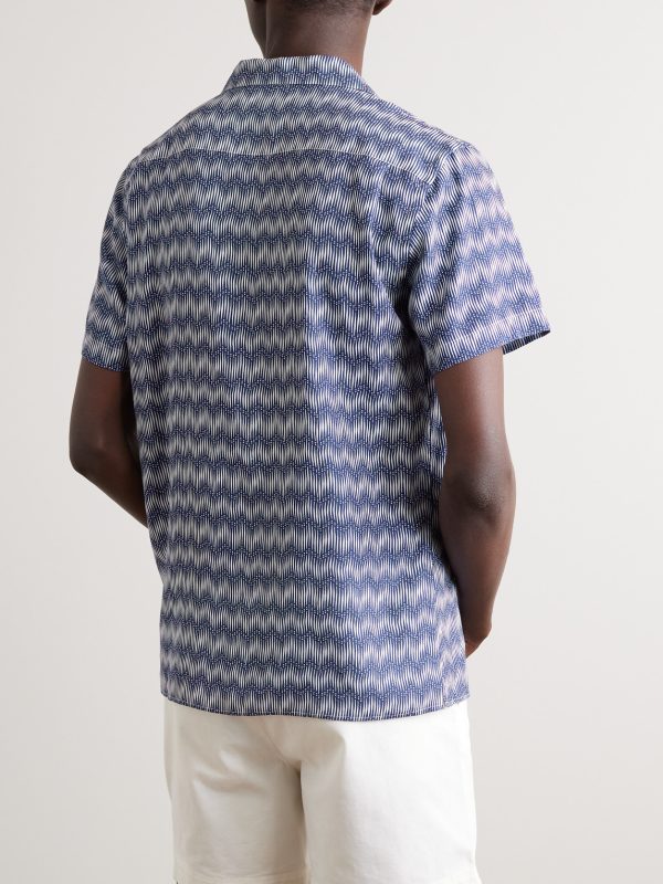 Travis Camp-Collar Printed Crepe Shirt - BK Travis Camp-Collar Printed Crepe Shirt - BK