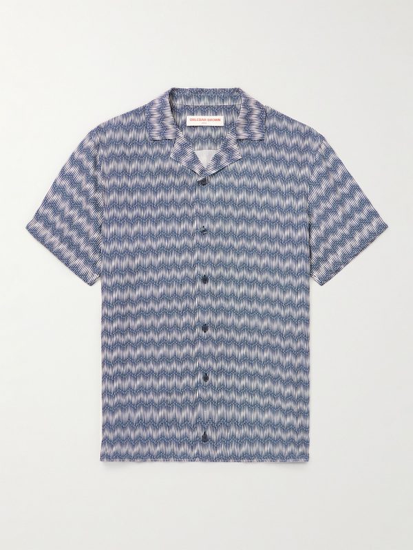 Travis Camp-Collar Printed Crepe Shirt Travis Camp-Collar Printed Crepe Shirt