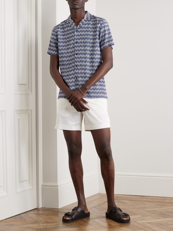 Travis Camp-Collar Printed Crepe Shirt - OU Travis Camp-Collar Printed Crepe Shirt - OU