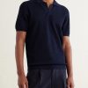Roddy Slim-Fit Camp-Collar Pointelle-Knit Polo Shirt - FR