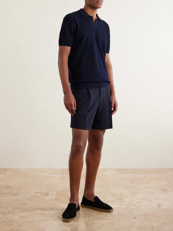 Roddy Slim-Fit Camp-Collar Pointelle-Knit Polo Shirt - OU