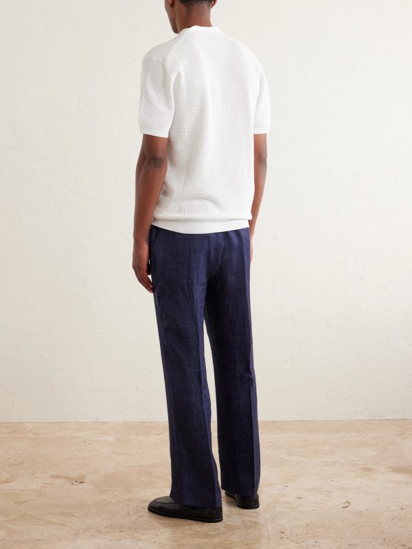 Roddy Slim-Fit Camp-Collar Pointelle-Knit Polo Shirt - BK Roddy Slim-Fit Camp-Collar Pointelle-Knit Polo Shirt - BK