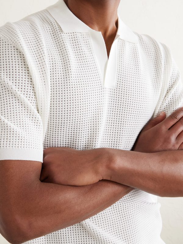 Roddy Slim-Fit Camp-Collar Pointelle-Knit Polo Shirt - CU Roddy Slim-Fit Camp-Collar Pointelle-Knit Polo Shirt - CU