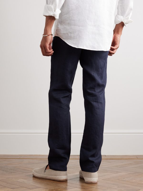 Cornell Slim-Fit Straight-Leg Washed Linen Trousers - BK Cornell Slim-Fit Straight-Leg Washed Linen Trousers - BK
