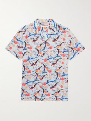 Hibbert Camp-Collar Printed Voile Shirt