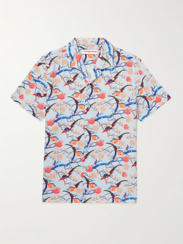 Hibbert Camp-Collar Printed Voile Shirt Hibbert Camp-Collar Printed Voile Shirt
