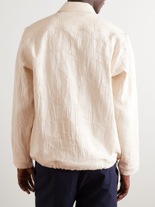 Oglio Emroidered Cotton-Canvas Half-Zip Jacket - BK