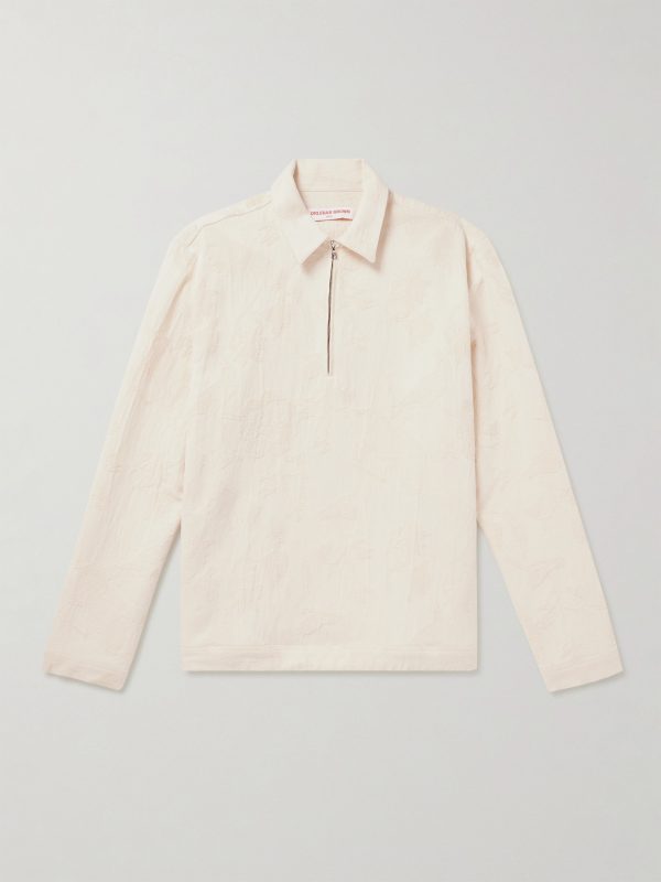 Oglio Emroidered Cotton-Canvas Half-Zip Jacket