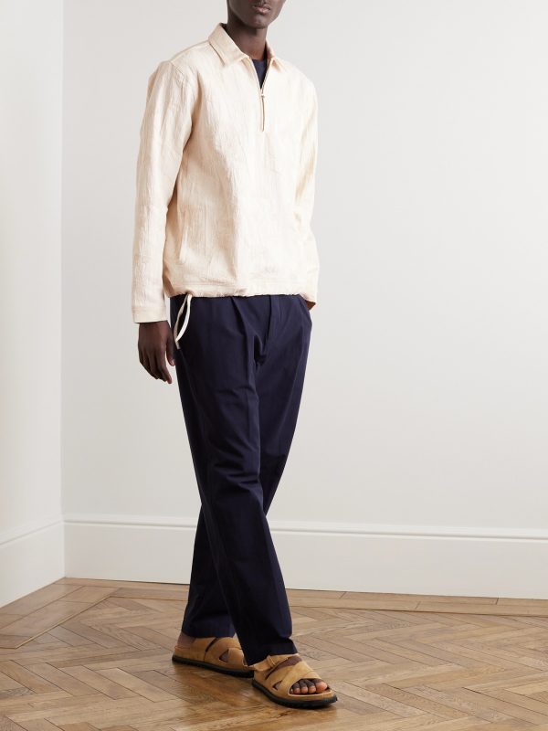 Oglio Emroidered Cotton-Canvas Half-Zip Jacket - OU